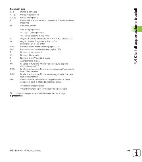 4.4 Cicli di asportazione trucioli - heidenhain