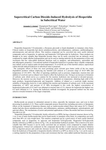 Supercritical Carbon Dioxide-Induced Hydrolysis of ... - ISSF 2012