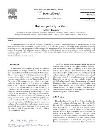 Histocompatibility methods