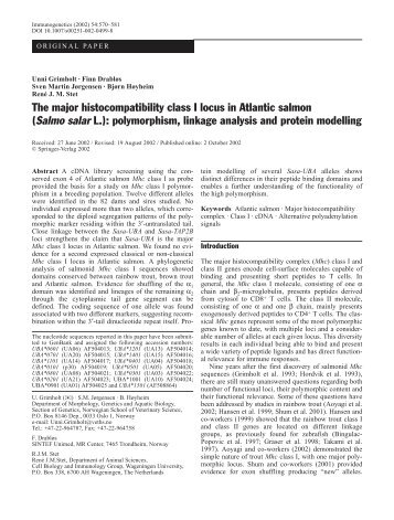 The major histocompatibility class I locus in Atlantic salmon (Salmo ...
