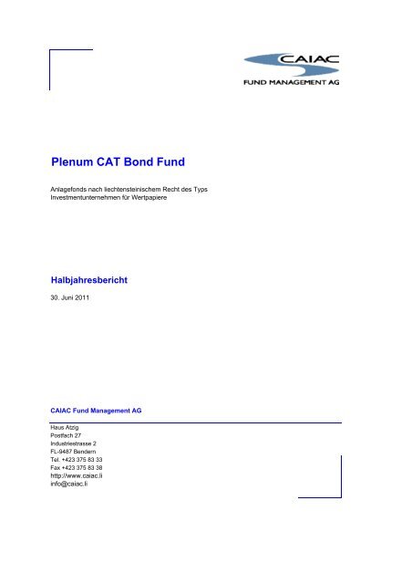 GB Plenum CAT Bond 20110630 - Fundinfo