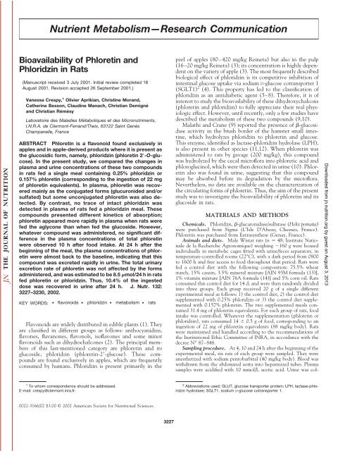 Nutrient Metabolism—Research Communication