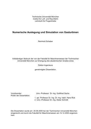 Numerische Auslegung und Simulation von Gasturbinen