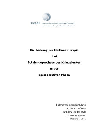 Die Wirkung der Maitlandtherapie bei Totalendoprothese des ...