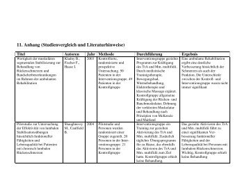 11. Anhang (Studienvergleich und Literaturhinweise)