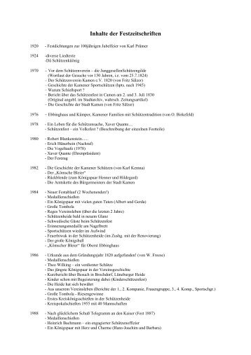 Inhalte der Festzeitschriften.pdf - Schützenverein Kamen von 1820 eV