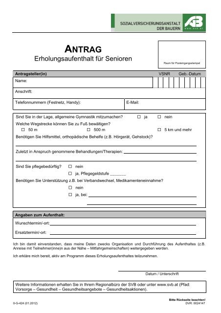 Erholungsaufenthalt für Senioren