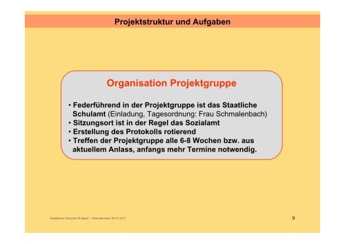 Projektstruktur und Aufgaben - SCHULAMT-STUTTGART