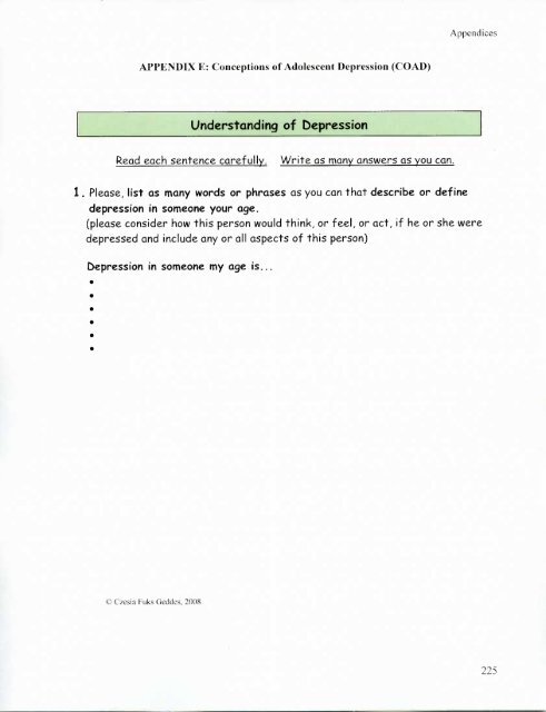 how do adolescents define depression? - cIRcle - University of ...