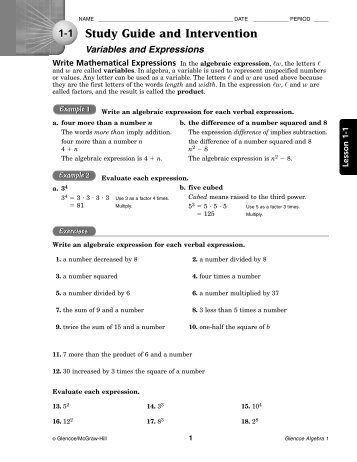 Study Guide and Intervention (continued) - MathnMind