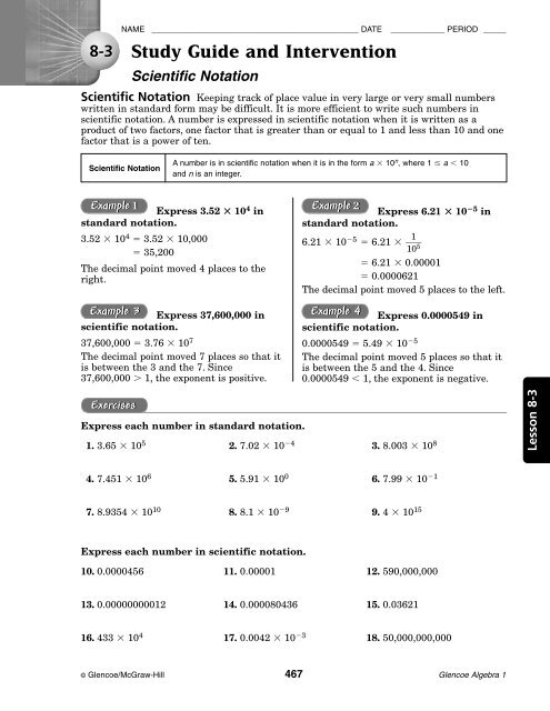 Study Guide and Intervention (continued) - MathnMind