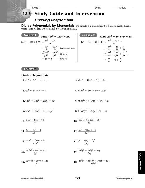 Study Guide and Intervention (continued) - MathnMind