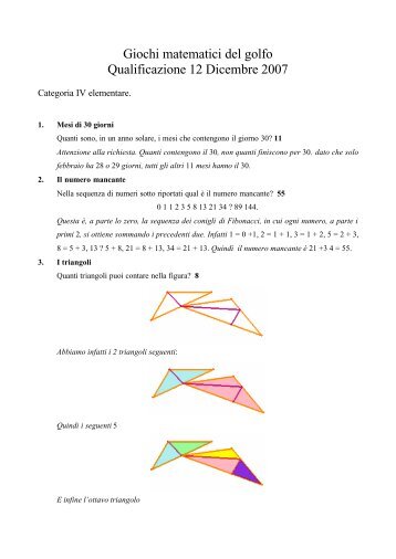 Giochi matematici del golfo Qualificazione 12 Dicembre 2007