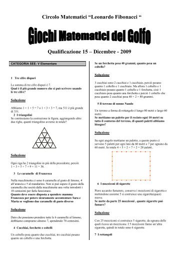 Circolo Matematici “Leonardo Fibonacci “ Qualificazione 15 ...