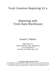 Reporting with Tivoli Data Warehouse - IBM