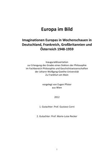 Europa im Bild Imaginationen Europas in ... - Unitn-eprints.PhD