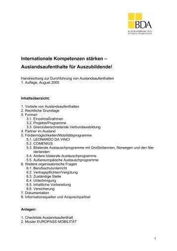 Auslandsaufenthalte für Auszubildende! - BAVC