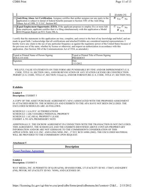 Application for assignment of license - Classical South Florida ...