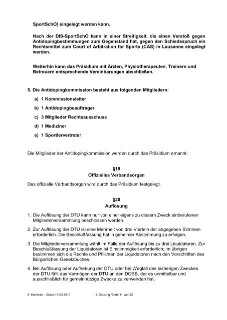 1. Satzung - Deutsche Taekwondo Union
