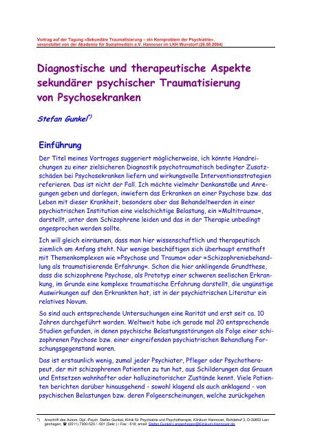 Diagnostische und therapeutische Aspekte sekundärer ... - APA