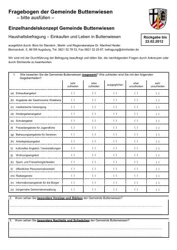 Fragebogen der Gemeinde Buttenwiesen