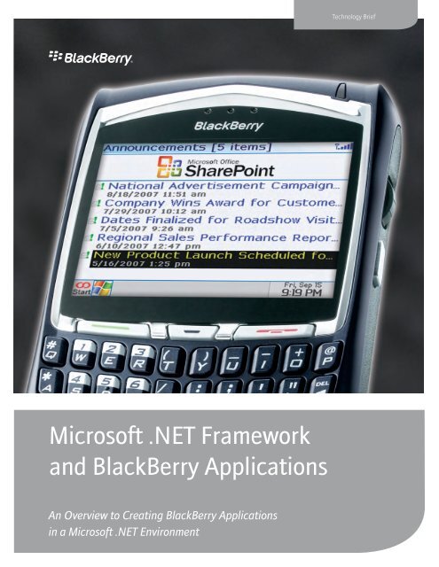 Microsoft .NET Framework and BlackBerry ... - Light Reading