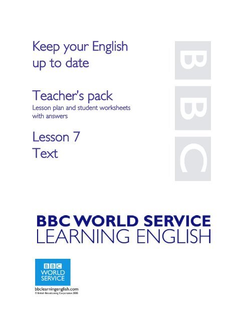 Keep Your English Up To Date Teacher S Pack Lesson 7 Text c