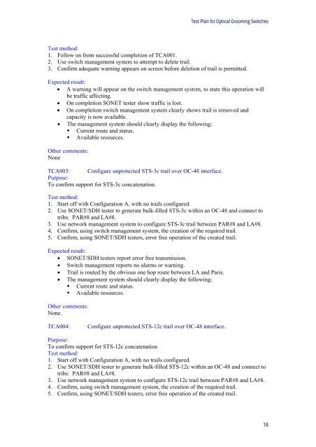 Test Plan for Optical Grooming Switches - Light Reading