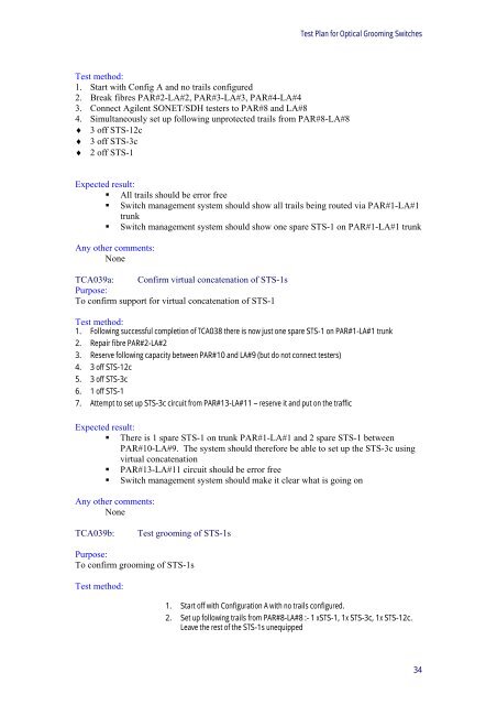 Test Plan for Optical Grooming Switches - Light Reading