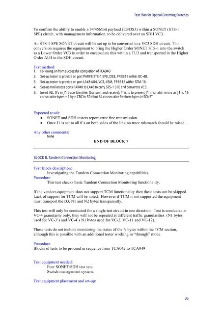 Test Plan for Optical Grooming Switches - Light Reading