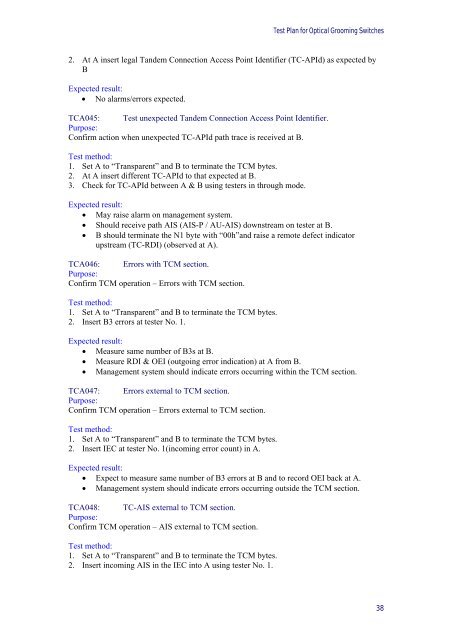 Test Plan for Optical Grooming Switches - Light Reading