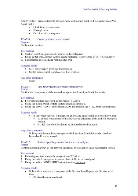 Test Plan for Optical Grooming Switches - Light Reading