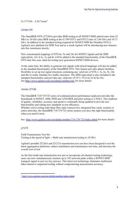 Test Plan for Optical Grooming Switches - Light Reading