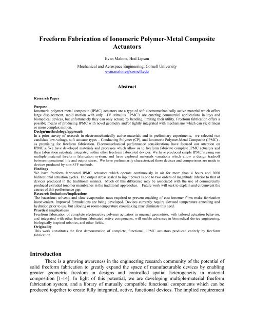 Freeform Fabrication of Electroactive Polymer Actuators and ...