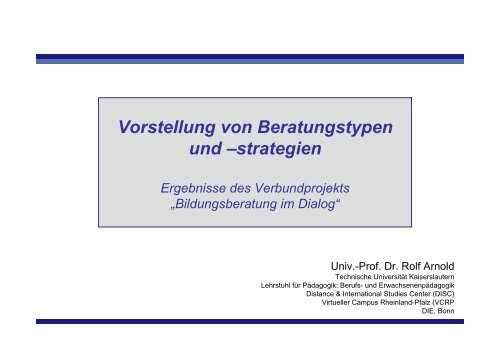 Prof. Dr. Rolf Arnold, TU Kaiserslautern