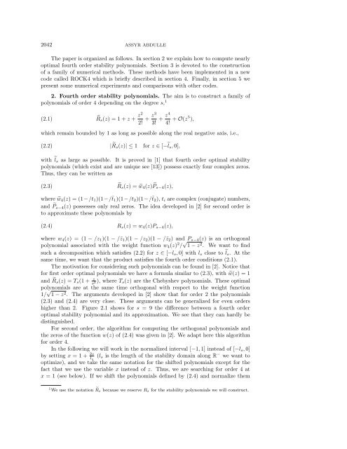 fourth order chebyshev methods with recurrence relation