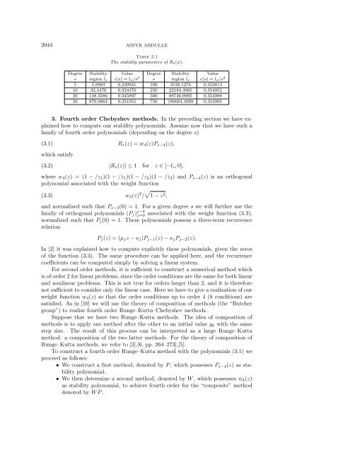 fourth order chebyshev methods with recurrence relation