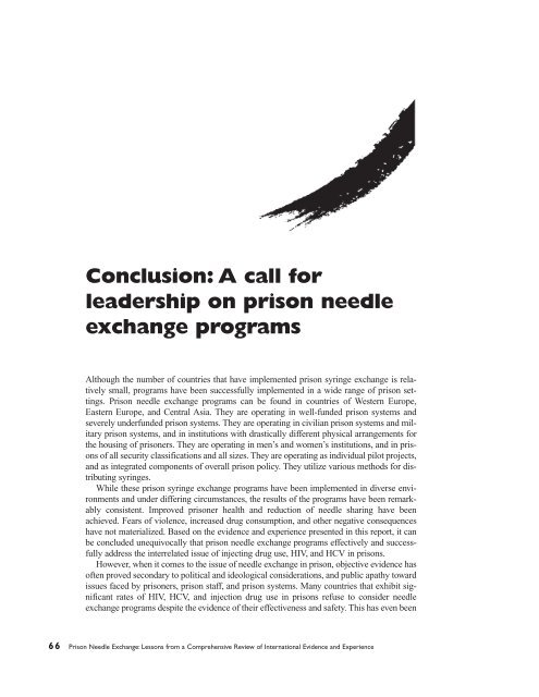 Prison Needle Exchange: Lessons from a Comprehensive Review ...