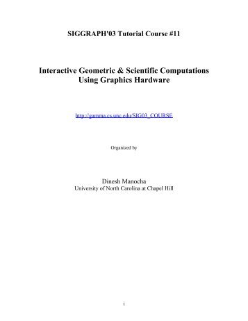 Course Notes - Geometric Algorithms for Modeling, Motion, and ...