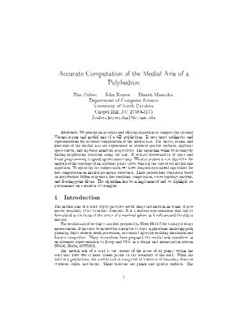 Accurate Computation of the Medial Axis of a Polyhedron 1 ...