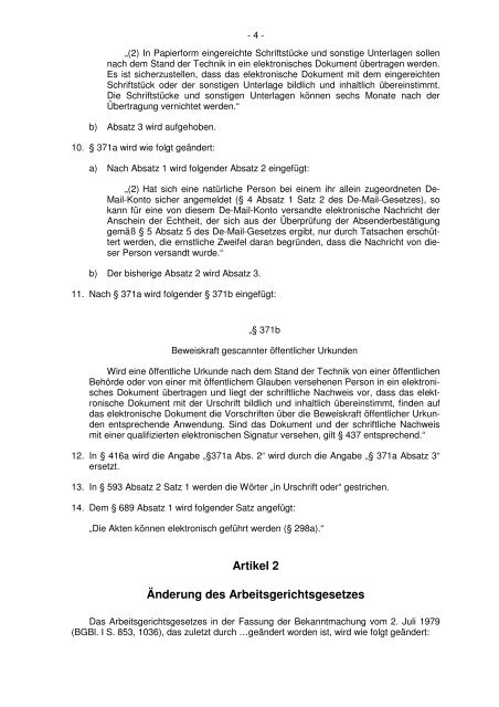 Gesetz zur Förderung des elektronischen Rechtsverkehrs bei