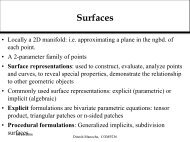 Surfaces - Geometric Algorithms for Modeling, Motion, and Animation