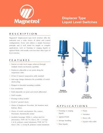 45-155 Displacer Type Liquid Level Switches - Magnetrol International
