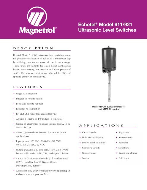 Echotel 911-921 Sales Literature 51-102 - Magnetrol International