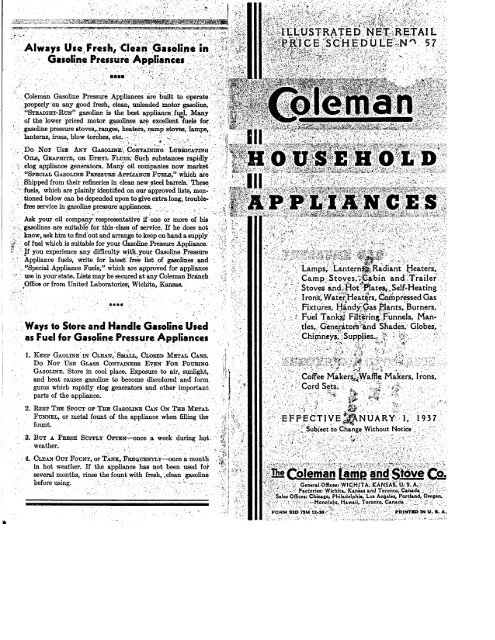 1937 Coleman Household Products Catalog