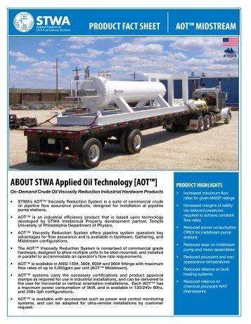 ABOUT STWA Applied Oil Technology [AOT™] PRODUCT FACT ...