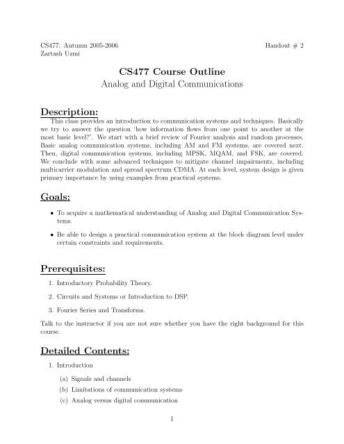 CS477 Course Outline Analog and Digital ... - Suraj @ LUMS