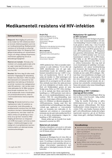Medikamentell resistens vid HIV-infektion2593 - Tidsskrift for Den ...