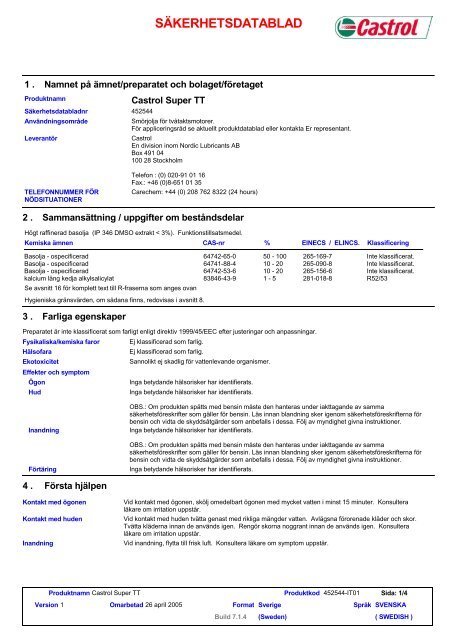 3032 Castrol Super TT - BP - PDS & MSDS Search