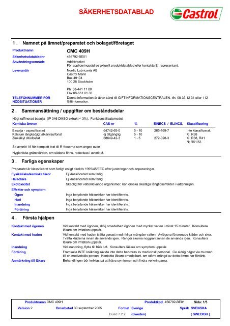 4103 CMC 409H (Swedish (SE)) BP EU SDS - Sweden [SE-MAR ...